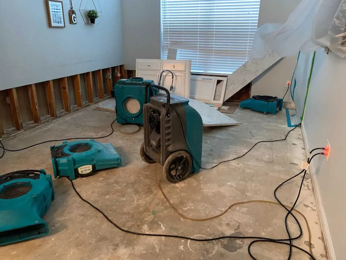 Dehumidifier in flood-cut room for Water Damage Restoration in Roselle Park